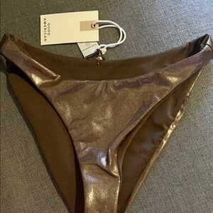 Good American Shiny Bronze Bikini Bottom